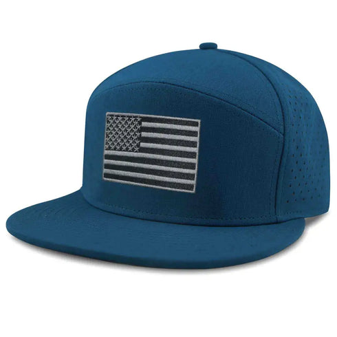 Flat Bill Baseball Cap, American Flag Hat, Water Resistant Snapback Hat, Flat Brim Golf Hat, Fishing & Outdoor Hats