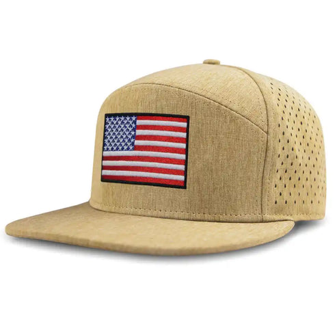 Flat Bill Baseball Cap, American Flag Hat, Water Resistant Snapback Hat, Flat Brim Golf Hat, Fishing & Outdoor Hats