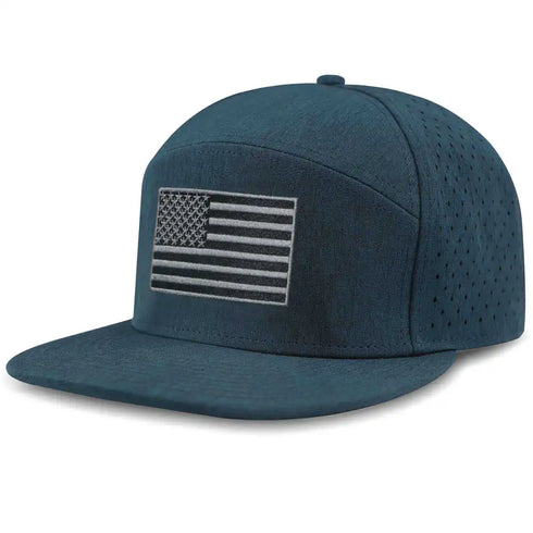 Flat Bill Baseball Cap, American Flag Hat, Water Resistant Snapback Hat, Flat Brim Golf Hat, Fishing & Outdoor Hats