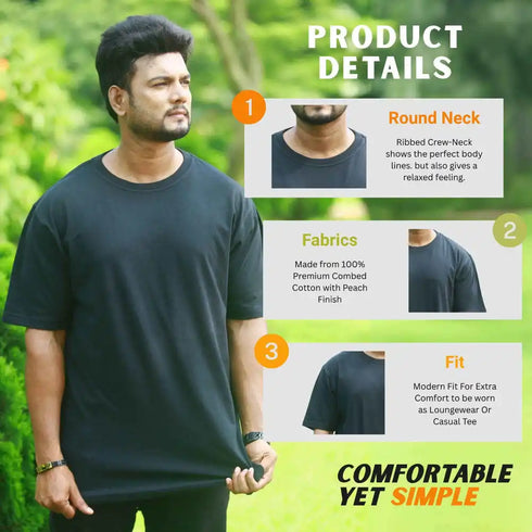 Mens T-Shirts, Cotton Loose Fit T Shirts for Man, Crew Neck Short Sleeve Solid Tees, Soft Fabric, Multipack