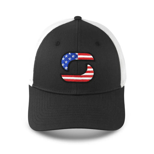 American Flag Trucker Hats for Men, Mesh Back Baseball Cap, Adjustable Fit Mens Snapback Hat for Outdoors Wear