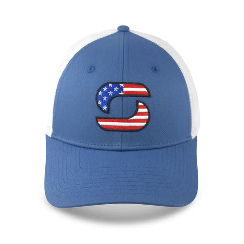 American Flag Trucker Hats for Men, Mesh Back Baseball Cap, Adjustable Fit Mens Snapback Hat for Outdoors Wear