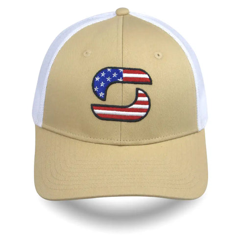 American Flag Trucker Hats for Men, Mesh Back Baseball Cap, Adjustable Fit Mens Snapback Hat for Outdoors Wear