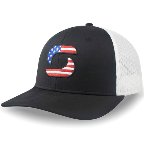 American Flag Trucker Hats for Men, Mesh Back Baseball Cap, Adjustable Fit Mens Snapback Hat for Outdoors Wear