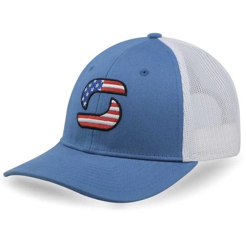 American Flag Trucker Hats for Men, Mesh Back Baseball Cap, Adjustable Fit Mens Snapback Hat for Outdoors Wear